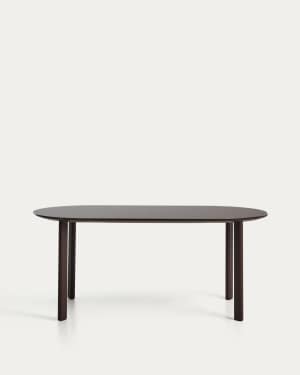 Erice oval table in aluminium and brown tempered glass 180 x 90 cm