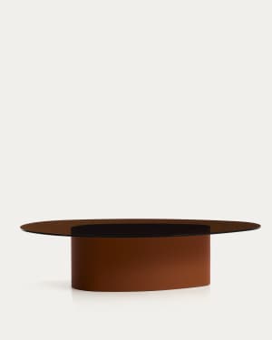 Olir coffee table in brown steel and tempered glass 140 x 80 cm