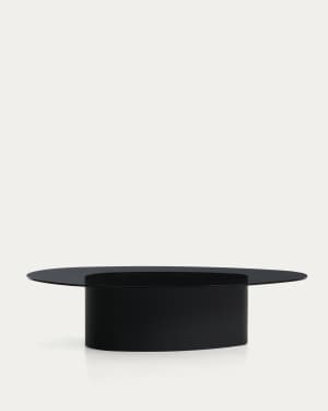 Olir coffee table in black steel and tempered glass 140 x 80cm