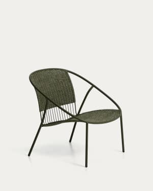 Atrani stackable armchair in galvanized steel and green rope
