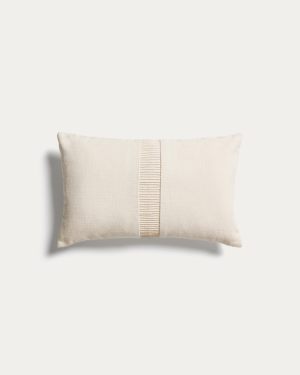 Luadia cotton cushion cover with ecru pleated detail 30 x 50cm