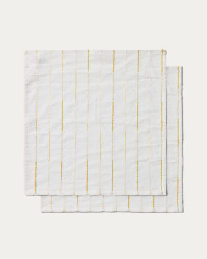 Anila set of 2 yellow cotton jacquard napkins 35 x 35cm