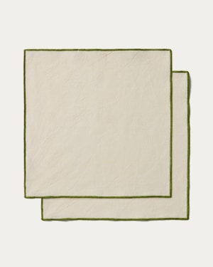 Todila set of 2 cotton napkins with green contrast detail 35 x 35cm