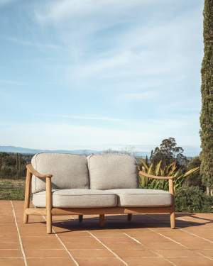 Elunda 2-seater outdoor sofa in solid teak wood FSC 100% 149cm
