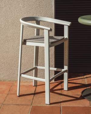 Erice stool in aluminium and ecru rope cord 65cm