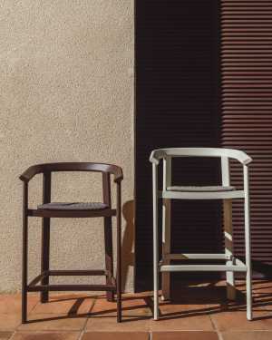 Erice stool in aluminium and brown rope cord 65cm