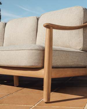 Elunda 3-seater outdoor sofa in solid teak wood FSC 100% 215cm