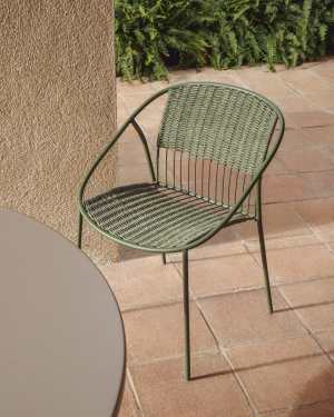Atrani stackable chair in galvanized steel and green rope