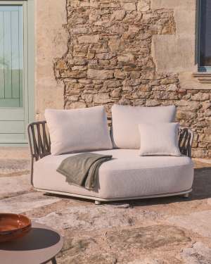 Osani curved module in ecru aluminium and taupe rope cord 167cm