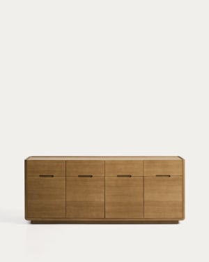 Credenza Arelida in impiallacciato e legno massiccio di rovere con finitura marrone chiaro 200 x 80 cm
