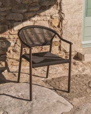 Livadia stackable outdoor chair in brown aluminium