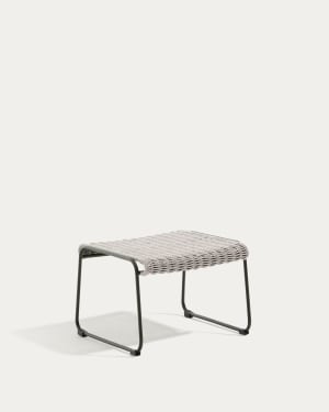 Maurina footrest in green galvanised steel and ecru and grey rope cord 58 x 52.5cm