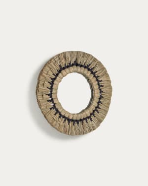 Miroir rond Akila fibres naturelles vert et corde coton noir Ø 40 cm