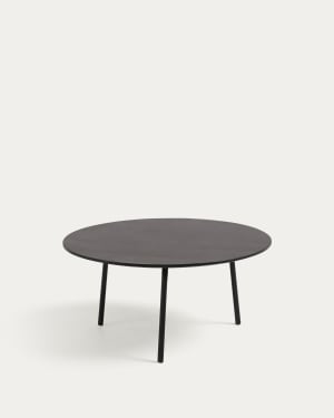 Table basse Mathis fibrociment avec pieds en acier finition noire Ø 70 cm