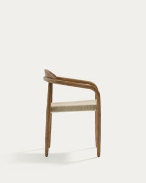 Nina stackable chair made of FSC 100% solid acacia wood and ecru rope cord