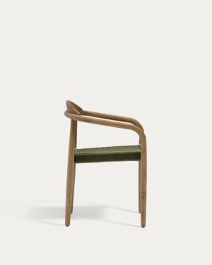 Nina stackable chair in FSC 100% solid acacia wood and green rope cord