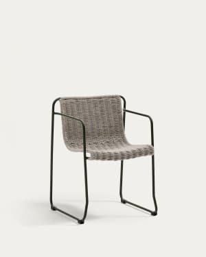 Maurina chair in green galvanised steel and ecru and grey rope cord