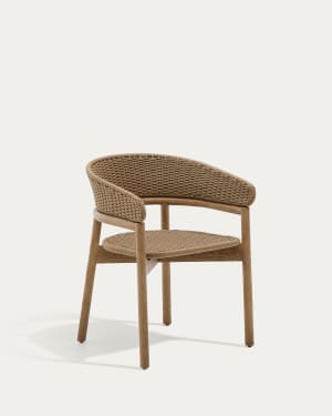 Arinella chair in FSC 100% solid acacia wood with natural finish and beige rope cord
