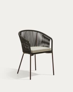 Yanet green rope chair with galvanised steel legs