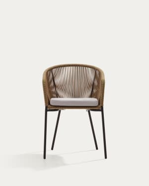 Yanet beige rope chair with galvanised steel legs