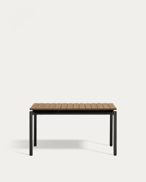 Canyelles extendable outdoor table, plastic lumber & matte black aluminium, 140 (200) x 90 cm