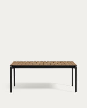 Canyelles extendable outdoor table, plastic lumber & matte black aluminium, 180(240) x 100 cm