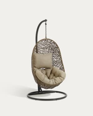 Hanging armchair with dark grey Florina brown feet