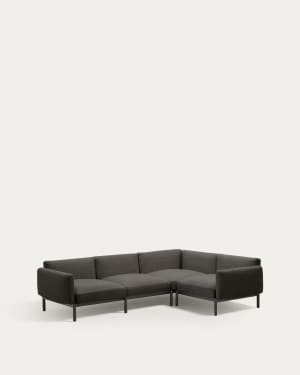 Sorells modular 5-seater outdoor corner sofa in aluminium with grey finish 276 x 191,5 cm