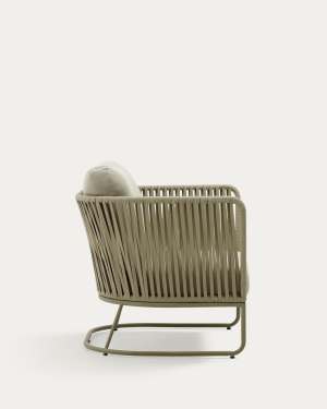 Saconca outdoor armchair made of cord and green galvanised steel