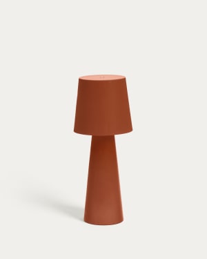 Arenys large outdoor metal table lamp in a terracotta painted finish