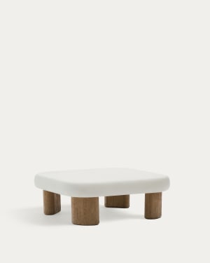 Labra coffee table in cement and acacia wood 80 x 80cm