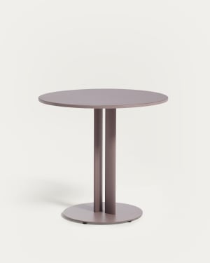 Table ronde d’extérieur Sedalis en acier avec plateau en aluminium taupe Ø 80 cm