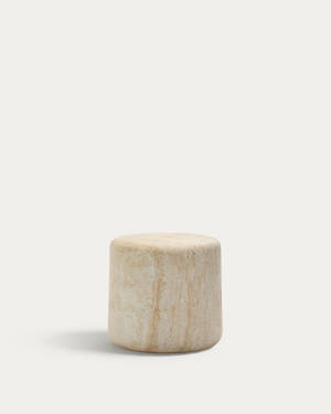 Drasi cement side table with travertine-effect finish Ø46cm