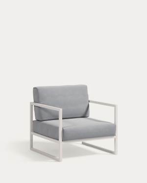 Comova 100% outdoor armchair in blue and white aluminium
