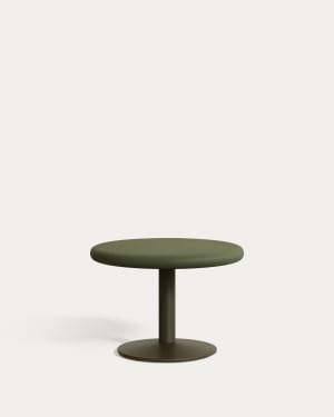 Table ronde d'extérieur Esilda avec plateau en béton vert Ø 70 cm et pied en acier vert Ø 42 x 45 cm