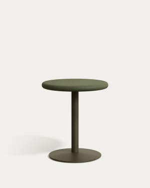 Esilda outdoor round table with green cement top Ø70cm and green steel base Ø55x72cm