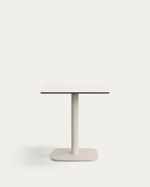 Taula exterior Dina blanc amb peu de metall amb acabat pintat blanc 68 x 68 x 70 cm