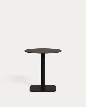 Taula rodona d'exterior Dina negre amb peu de metall amb acabat pintat negre Ø 68x70 cm