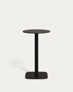 Dina high round outdoor table in black with metal leg in a painted black finish, Ø 60x96 cm