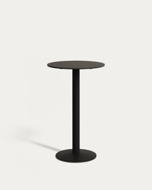 Taula alta rodona Esilda negre amb peu de metall acabat pintat negre Ø 60 x 96 cm