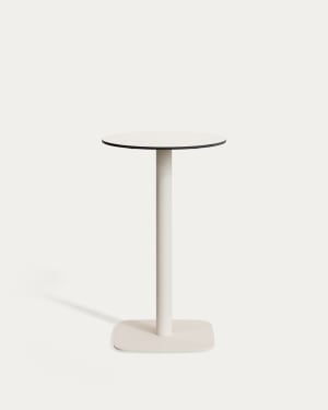 Taula alta rodona d'exterior Dina blanc peu de metall acabat pintat blanc Ø 60 x 96 cm