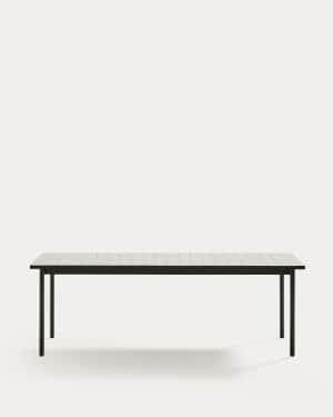 Maurina outdoor table in green galvanised steel with ecru-colored tiles 223 x 101cm