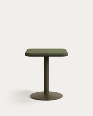 Esilda outdoor table with green cement top 70x70cm and green steel base Ø55x72cm