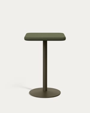 Esilda outdoor tall table with green cement top 70x70cm and green steel base Ø55x96cm