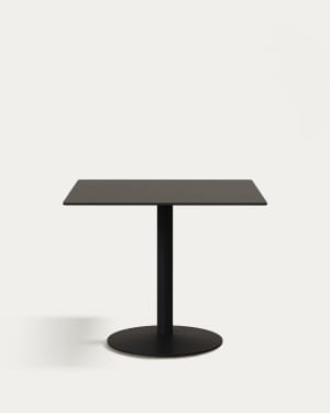 Esilda Outdoor-Tisch schwarz mit schwarz lackiertem Metallgestell 90 x 90 x 70 cm