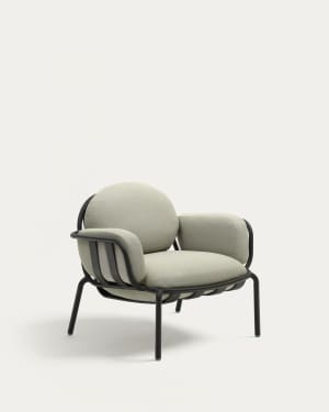Joncols outdoor armchair with beige upholstery and aluminium with grey painted finish