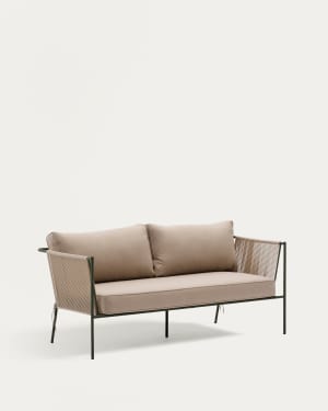 Canapé 2 places d’extérieur Zivia en corde écrue et acier galvanisé vert 178 cm