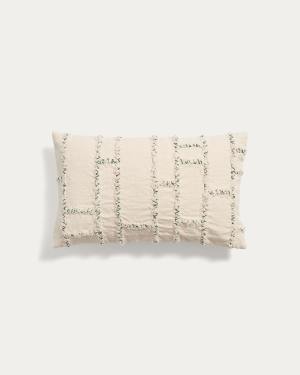 Verion green cushion cover with embroidered geometric detail 30 x 50cm