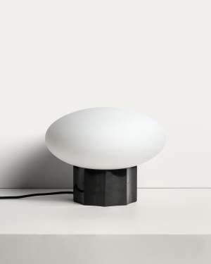 Lampa stołowa Idela z przydymionego szkła i czarnego marmuru Ø26 cm