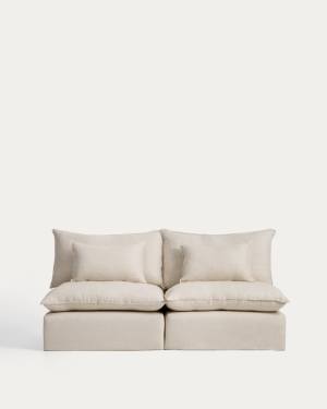 Anarela beige linen and viscose 3-seater modular sofa with removable cover 220cm FSC Mix Credit